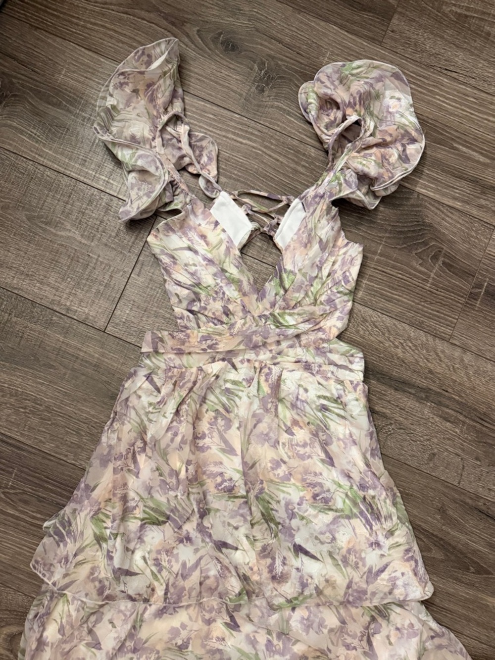 For Love & Lemons Floral Strappy Back Maxi In Lavender Multi Inspired Dress - Picture 3 of 7